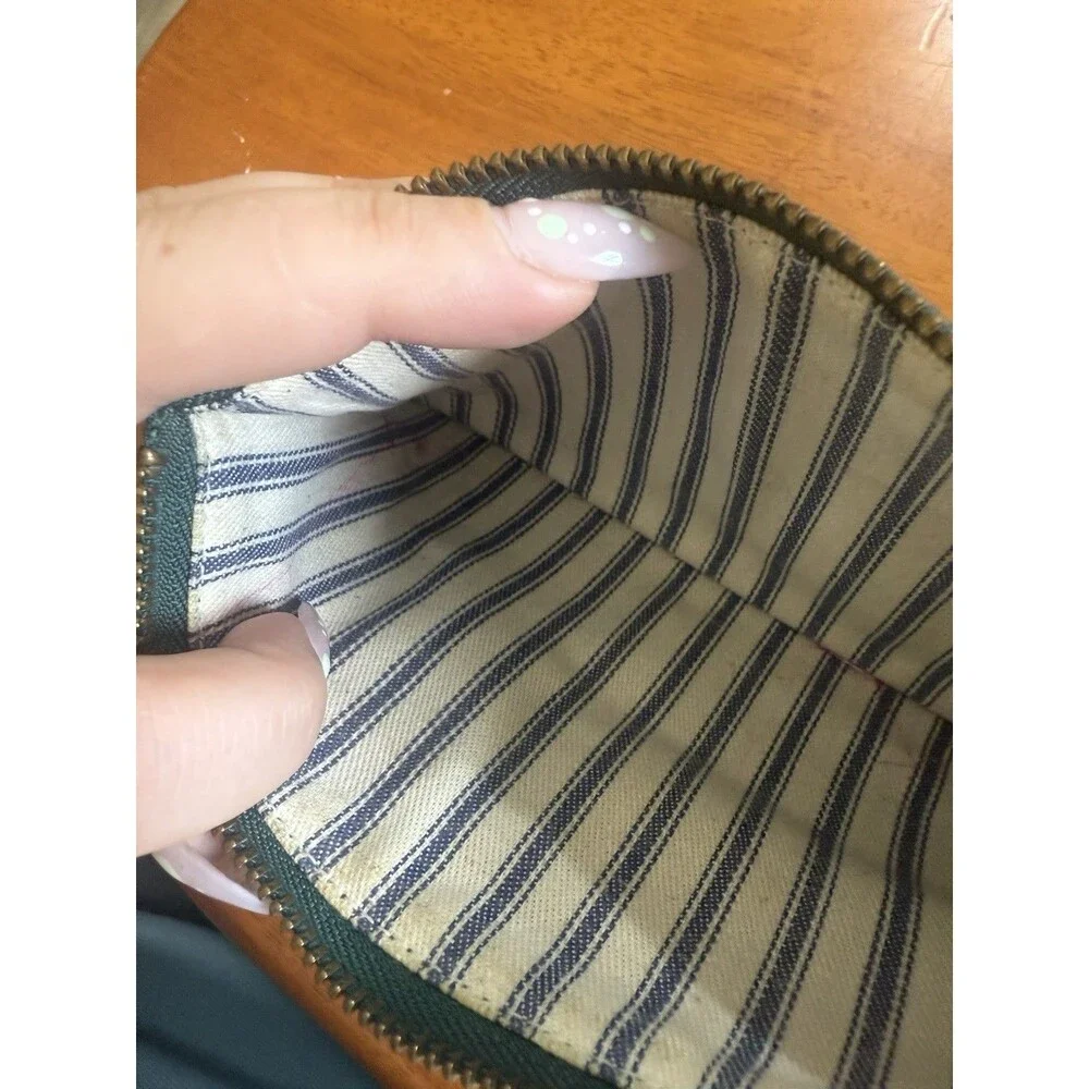 Vintage Coach Skinny Case Olive Green Leather, Cloth Striped Lining 7170 - Picture 6 of 8